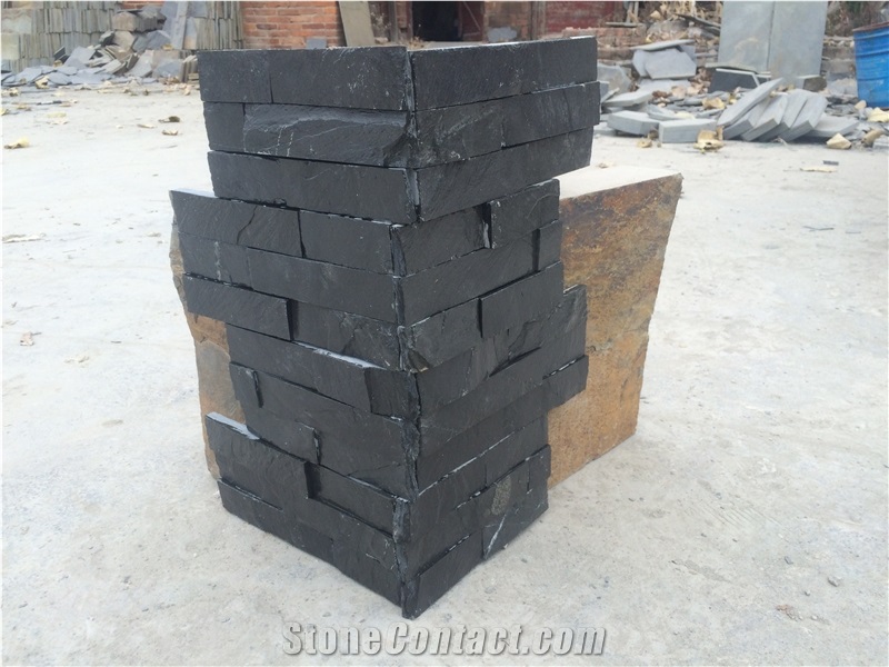 Black Slate Stone Wall Cladding/Ledge Stone/Stone Wall Decor/Thin Stone Veneer/Feature Wall/Split Face Culture Stone/Stone Wall Decor