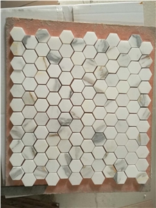 Calacatta Gold Mosaic, Marble Mosaic Tile, Wall &Flooring Mosaic Tile, Interior Tile, Hexagon ,Brick, Basketweave Mosaic Etc