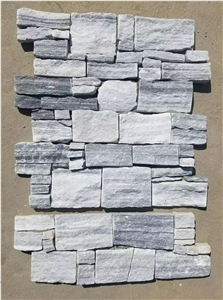 Cloudy Grey , Cultrue Stone, Quartizite Cloudy Grey Quartzite Stacked Stone/Light Grey Stack Stone/Grey Culture Stone/Thin Stone Veneer/Ledge Stone