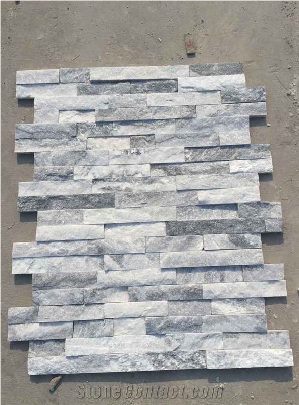 Cloudy Grey , Cultrue Stone, Quartizite Cloudy Grey Quartzite Stacked Stone/Light Grey Stack Stone/Grey Culture Stone/Thin Stone Veneer/Ledge Stone