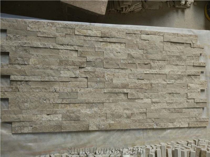 Coffee Travertine Ledge Stone/Stone Wall Decor/Thin Stone Veneer/Ledge Stone/Split Face Culture Stone/Manufactured Stone Veneer/Stone Wall Cladding