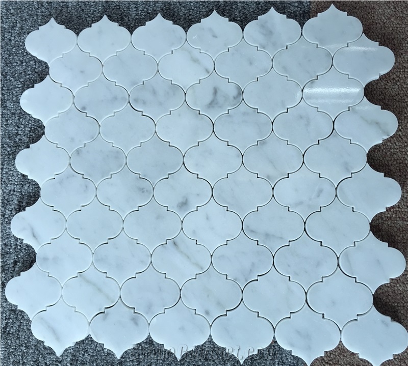 Marble Mosaic Tile, Teadrop Marble Mosaic Tile, Wall & Flooring Tile, Mosaic Pattern, Thassos White & Carrara & Calacatta Gold Mosaic Tile