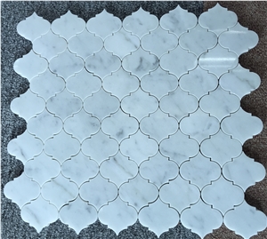 Marble Mosaic Tile, Teadrop Marble Mosaic Tile, Wall & Flooring Tile, Mosaic Pattern, Thassos White & Carrara & Calacatta Gold Mosaic Tile