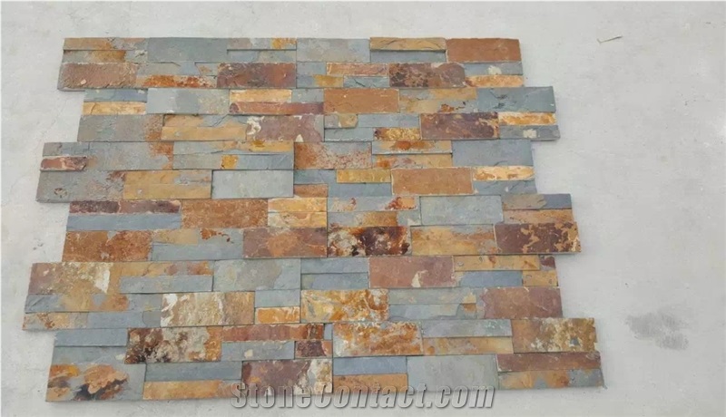 Rusty Slate, Chinese Slate Stone, Culture Stone,Wallstone, Wall Decorledge Stone,Stacked Stone, Rough,Wall Cladding ,Multi Colour Slate,Interlocked,