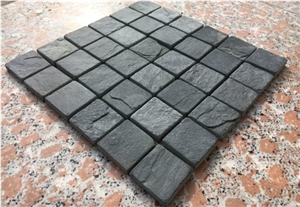 Slate Mosaic, Black Slate Mosaic,Slate Mosaic China Factory Wholesale, Black Slate Brick Mosaic, 25x25 ,48x48mm Brick Mosaic,Wall and Flooring Mosaic,