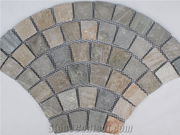 Slate Mosaic ,Mosaic Slate Stone, Wall Cladding & Covering,Multicolor Mosaic, Linear Strips Mosaic