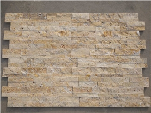 Yellow Travertine Ledge Stone/Stone Wall Cladding/Stone Wall Decor/Thin Stone Veneer/Feature Wall/Split Face Culture Stone/Manufactured Stone Veneer
