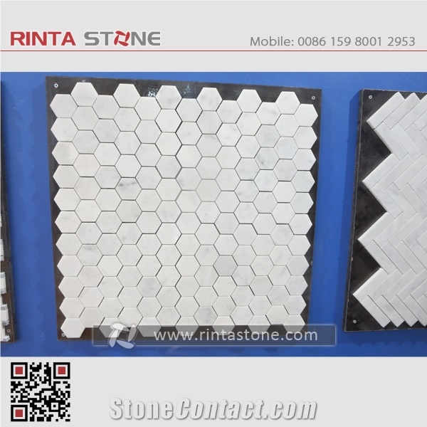 Natural Stone Marble Mosaic Bathroom Wall Cladding Format Panel Decorative Chipped Pattern Composited Honeycomb Mosaic