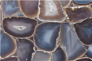 YUANDA Brown Grey Agate Semiprecious Stone Tiles Slabs