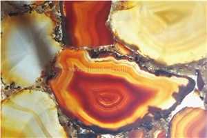 YUANDA Red Orange Agate Semiprecious Stone Tiles Slabs