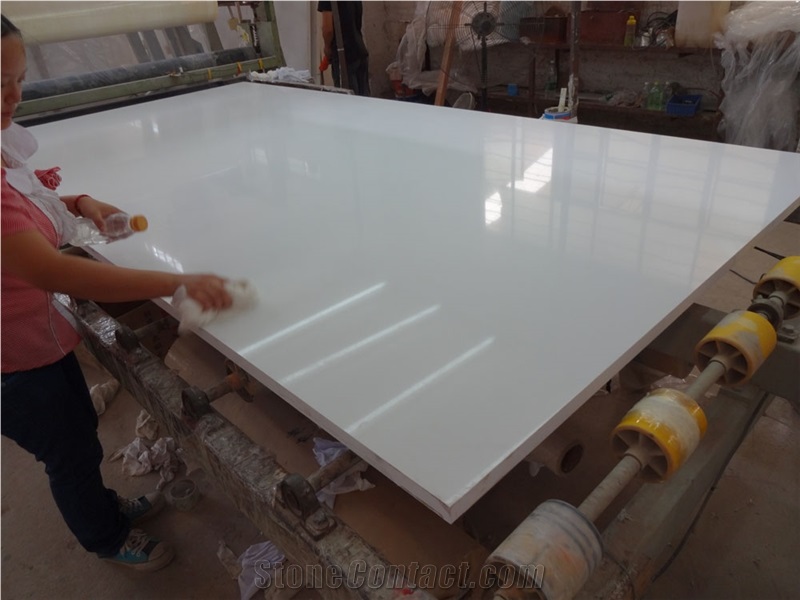 Kkr Engineered Glacier White Artificial Quartz Slabs From China 