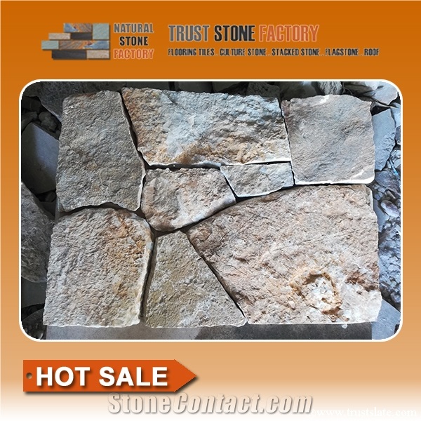 Beige Quartzite Cube Stone,Courtyard Road Pavers,Driveway Paving Stone,