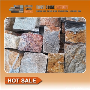 Beige Quartzite Cube Stone,Natural Walkway Pavers,Patio Pavers