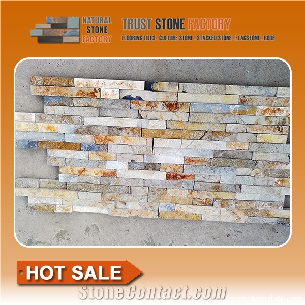 Beige Stacked Stone Fireplace,Quartzite Exteria Stacked Stone,Natural Stone Retaining Wall,