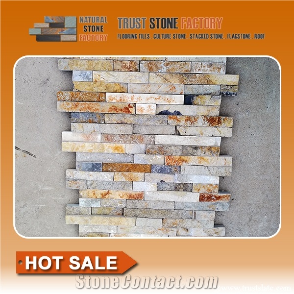 Beige Stacked Stone Fireplace,Quartzite Exteria Stacked Stone,Natural Stone Retaining Wall,