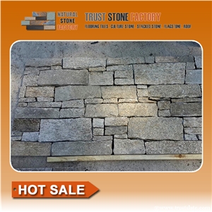 Beige Stacked Stone Veneer,Quartzite Stone for Wall Building,Stone Retaining Wall Construction