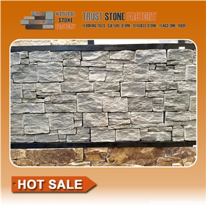 Beige Stone Wall Panels,Quartzite Exteria Stacked Stone,Natural Stacked Stone Wallpaper,