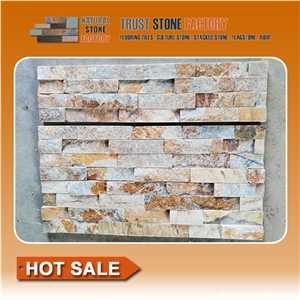Beige Stone Wall Panels,Quartzite Stone Wall Tile,Natural Stone Wall Cladding