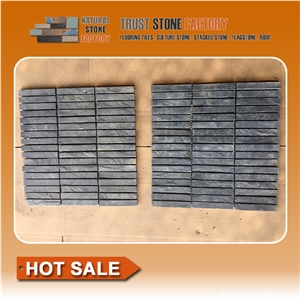 Black Linear Strips Mosaic,Mesh Mounted Slate Mosaic Tiles,Mosaic Slate Tiles for Wall,Bathroom,Floor,Interior