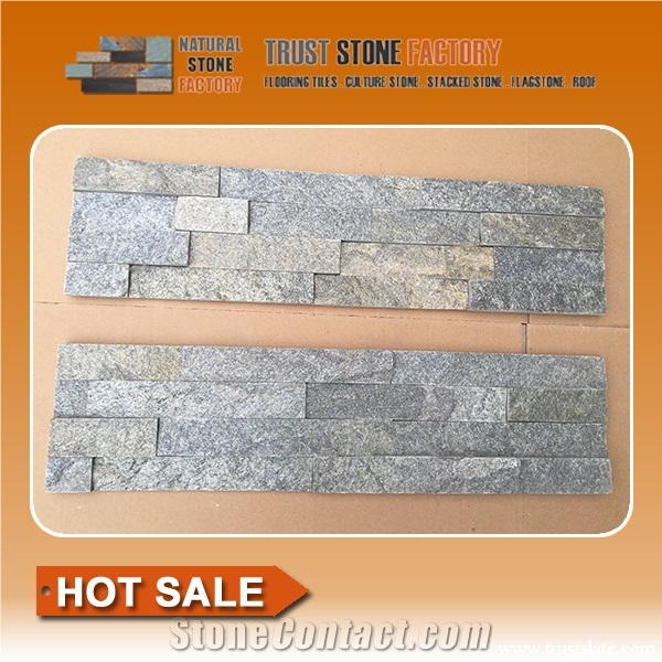 China Cloud Grey Quartzite Stacked Stone Veneer Wall Panel Cladding Panel Ledge Stone Split Face Tile Landscaping Interior & Exterior Culture Stone,Feature Walling Stone,Dry Stone Wall Corner