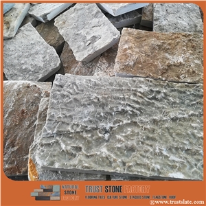 China Irregular Shape Grey Cobble Stone, Natural Spilt Paving Sets, Cube Stone Paver Walkway Paver, Driveway Paving Stone, Garden Stepping Pavements, Exterior Pattern