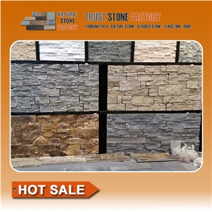 Dry Stone Wall Construction,Multicolor Stone Wall Tile for Decoration,Quartzite Stone Wall Cladding,