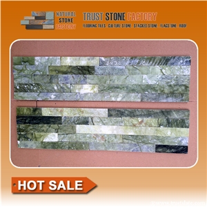 Green Mosaic Tiles Craft,Quartzite Patterned Mosaic Tiles,Natural Quartzite Cultured Stone Installation