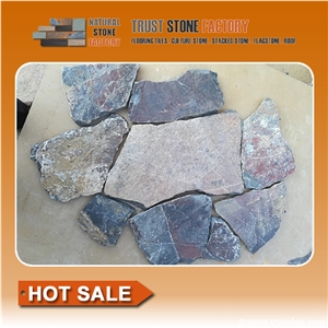 Grey&Dark Quartzite Random Flagstones Paver, Quartzite Flagstones Patio Paver, Irregular Flagstone Landscape Paving, Pool Surrounding Paver