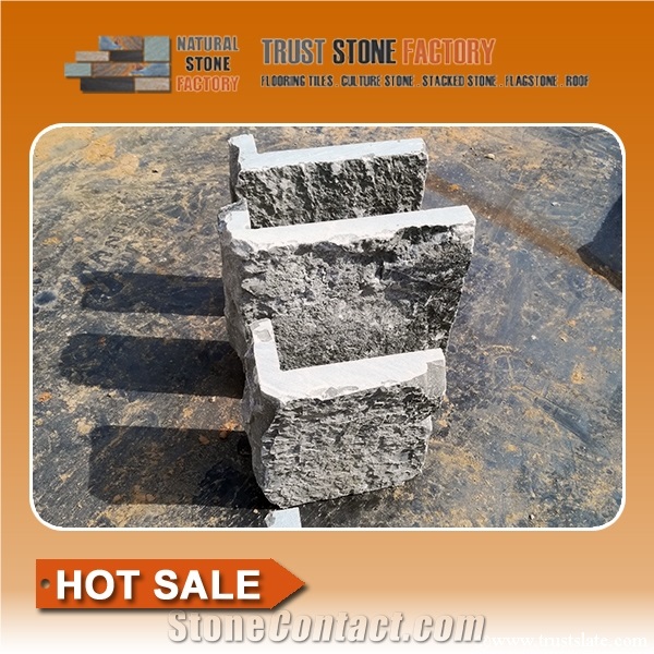 Grey Ledgestone Corner Fireplace Quartzite Ledgestone Corner