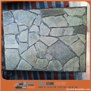 Grey,Multi Color Slate Pattern Meshed Flagstone
