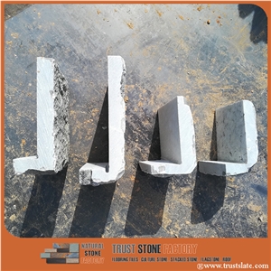Grey Quartzite Corner Cultured Stone Panel, Wall Cladding Panel, Ledge Stone, Veneer, Stacked Stone Wall Veneer Corner