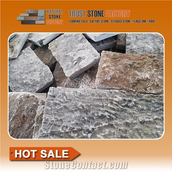Grey Quartzite Flagstone Walkway,Natural Flagstone Pavers,Outside Flagstone Flooring