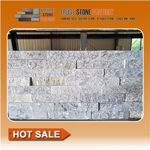 Grey Stacked Stone Fireplace,Quartzite Stacked Stone Veneer,Stacked Stone Backsplash
