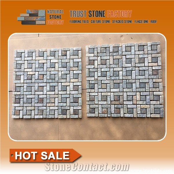 Mesh Mounted Travertine Mosaic Backsplash, Craft Mosaic Tiles, Decorative Mosaic Tiles