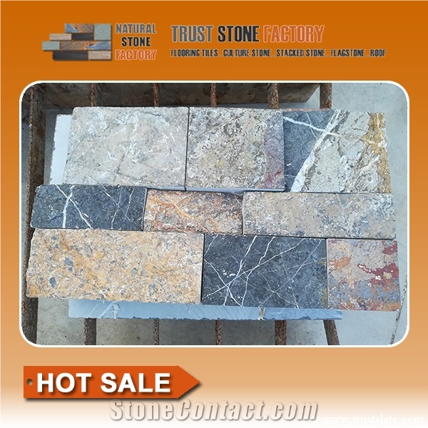 Multicolor Quartzite Wall Stone Veneer, Irregular Ledge Stone, Corner Stone, Dry Stone Wall Corner, Retaining Wall Stone, Rock