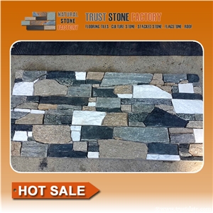 Multicolor Stacked Stone Tile,Quartzite Stacked Stone Veneer,Exteria Stacked Stone Panels