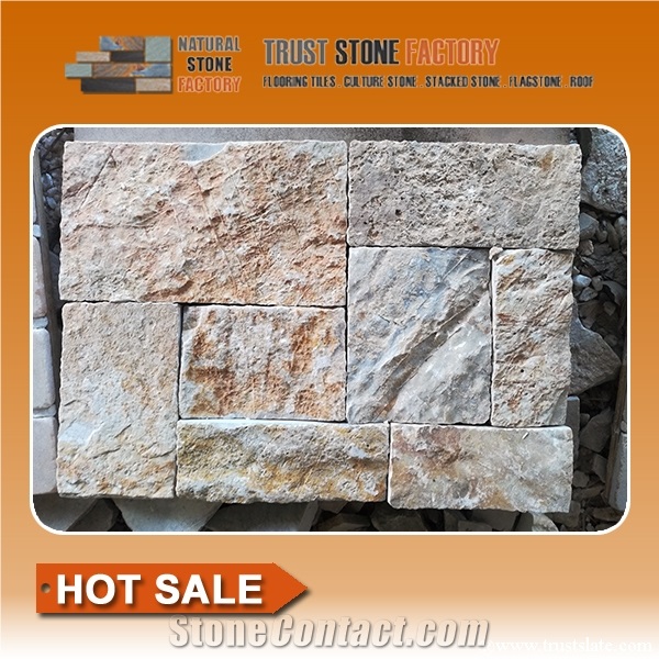 Natural Stone Mosaic Tile,Beige Quartzite Mosaic Wall Tiles