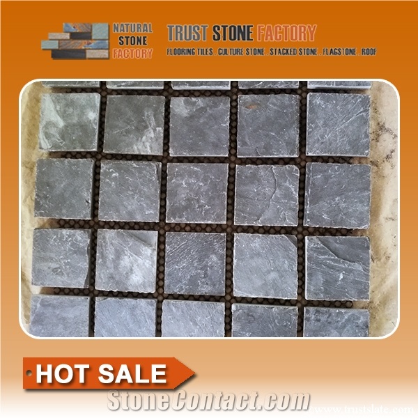 Natural Stone Mosaic Tile,Black Quartzite Mosaic