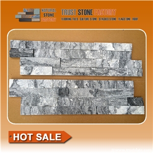 Patterned Mosaic Tiles,Natural Quartzite Tile Flooring,Grey Quartzite Cultured Stone
