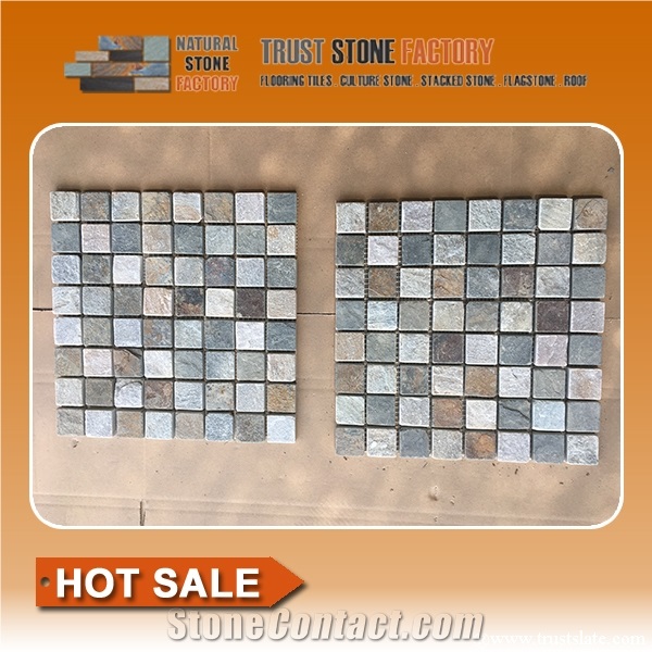 Quartzite Mosaic Tiles Craft, Patterned Mosaic Tiles,Mesh Mounted Mosaic Tiles