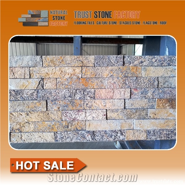 Quartzite Stacked Stone Tile,Natural Stacked Stone Retaining Wall,Dry Stone Wall Construction,