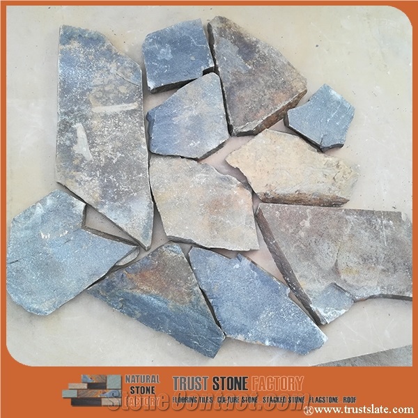 Random Black Slate Flagstone, Machine Cut, Slate Crazy Paver, Irregular