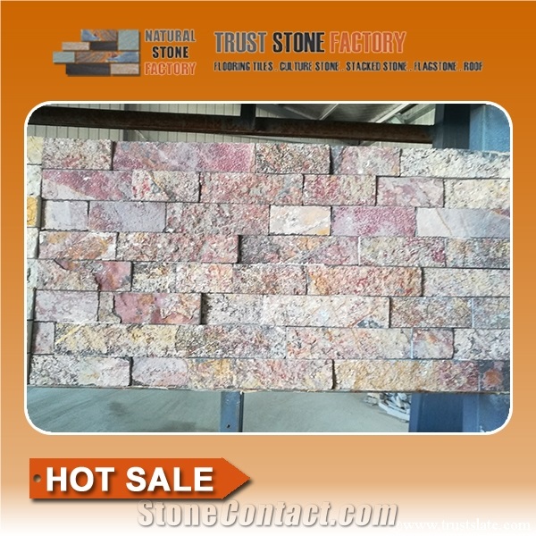 Rose Quartzite Stone Retaining Wall,Exteria Stacked Stone,Stacked Stone Wallpaper,