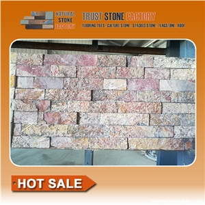 Rose Quartzite Stone Retaining Wall,Exteria Stacked Stone,Stacked Stone Wallpaper,