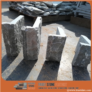 Silver Quartzite L Shape Corner, Split Face, Grey Quartzite Building Stones
