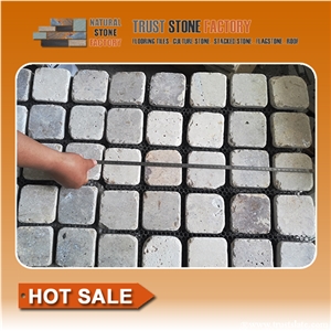 Stone Mosaic Tile on Mesh,Natural Mosaic Slate Tiles for Wall,Bathroom,Floor,Interior,