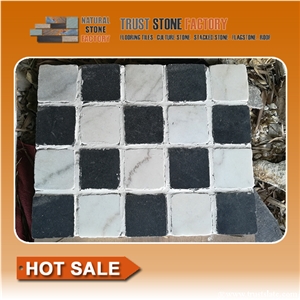 White&Black Quartzite Mosaic,Natural Stone Mosaic Tile,Decorative Mosaic Tiles,