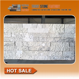 White Quartzite Stacked Stone Tile,Cheap Stacked Stone Veneer,Stacked Stone Retaining Wall