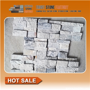 White Quartzite Stacked Stone Veneer,Dry Stone Retaining Wall,Stacked Stone Panels