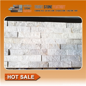 White Quartzite Stone Wall Cladding,Natural Stacked Stone Veneer,Cheap Stacked Stone Panels,